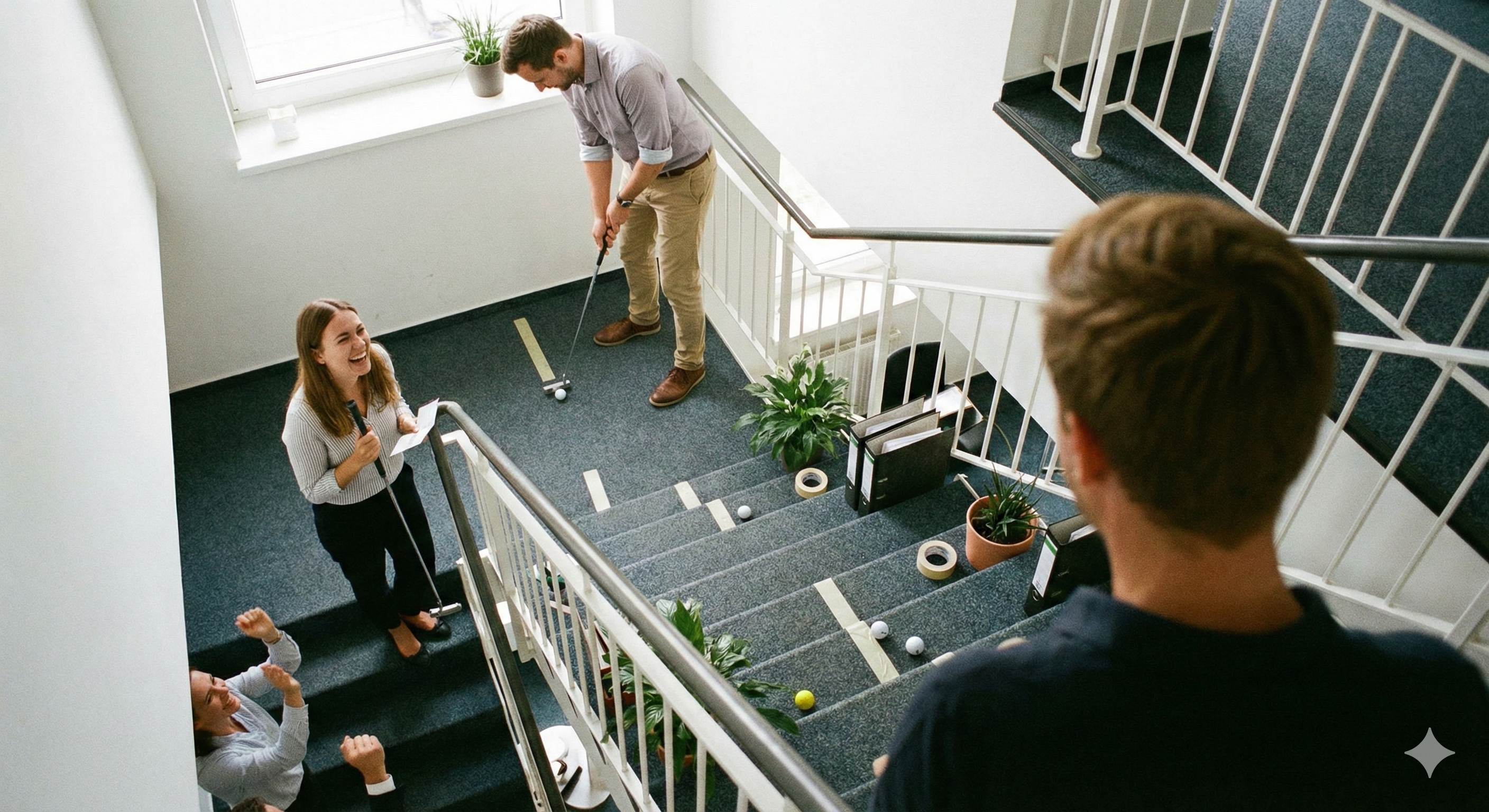 Bürogolf: kreative Bahnen während des Teamevents